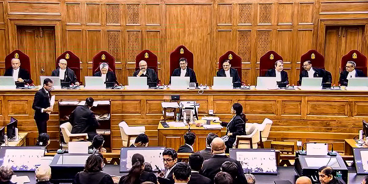 PTI : A nine-judge bench headed by Chief Justice of India (CJI) Justice DY Chandrachud pronounce a verdict on contentious issue of royalty payable on minerals, in New Delhi, Thursday, July 25